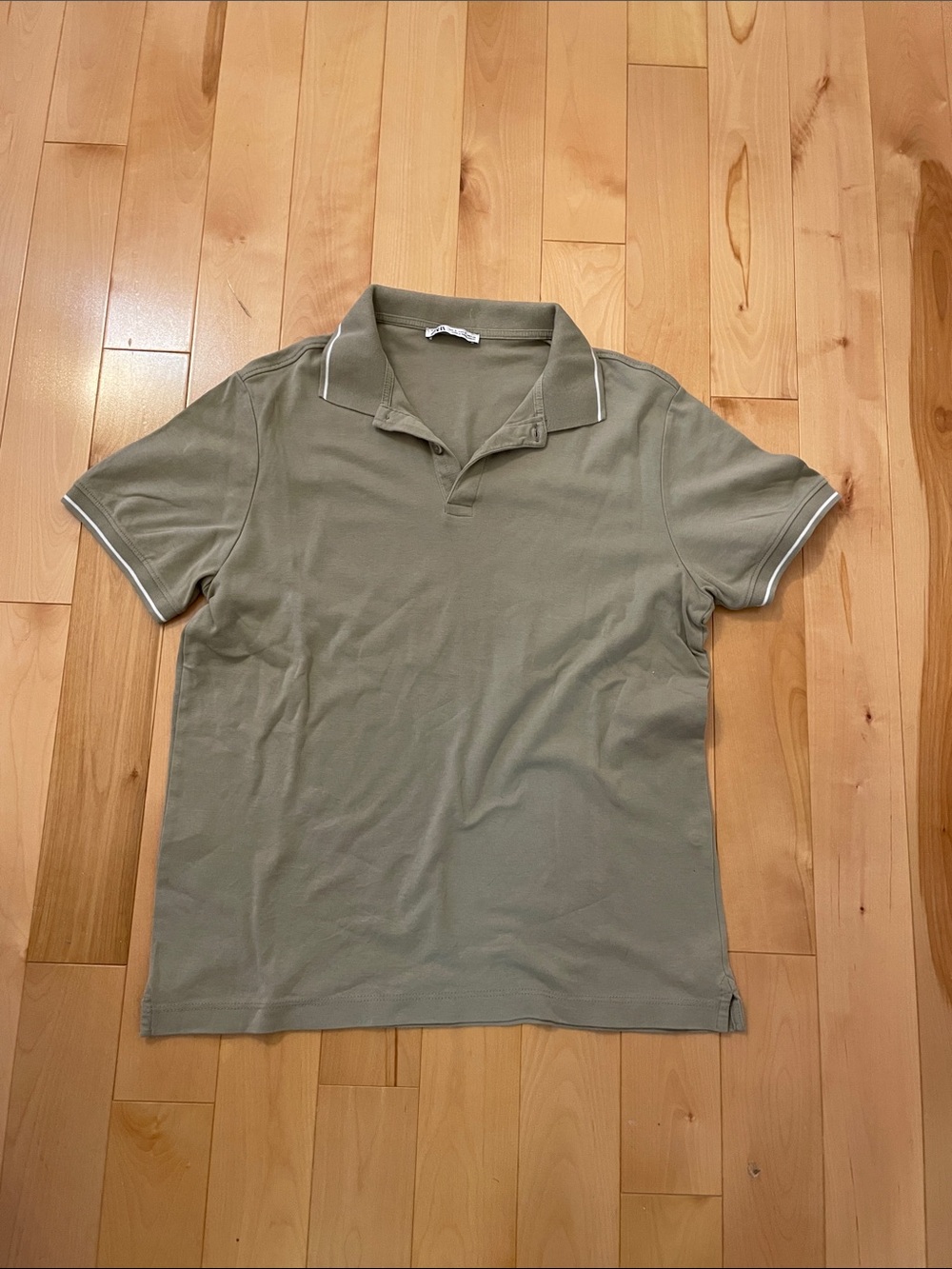 Zara Olive Polo with White Trim